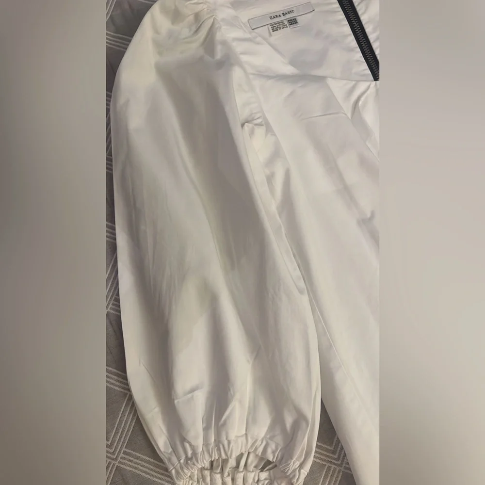 Zara White Blouse with Puff Sleeves